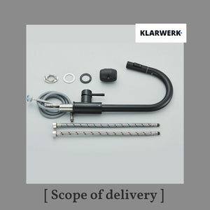 JANA | Rubinetto da cucina estraibile Premium in acciaio inox nero opaco miscelatore arco alto |gastronomia alta pressione ruotabile a 360° 2 attacchi