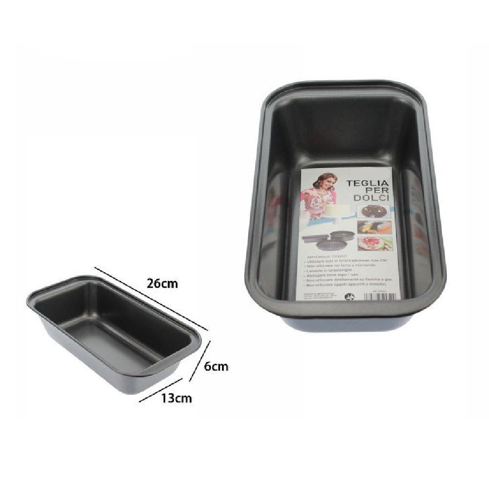 Trade Shop - Stampo Teglia Tortiera Per Dolce Torta Antiaderente Rettangolare 13x26x6cm 59950 -