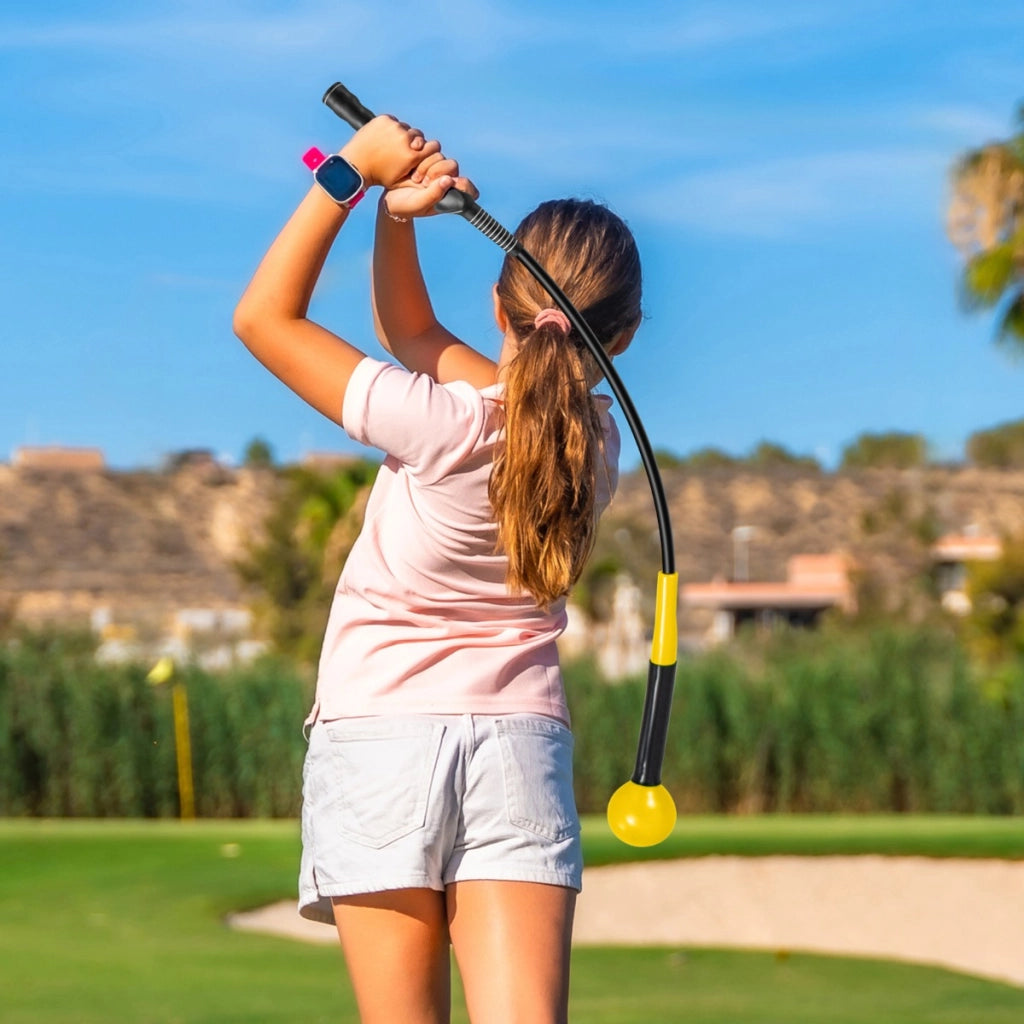 Bastone da allenamento per riscaldamento con testa ponderata per impugnatura, Aiuto per allenamento del movimento del golf Giallo