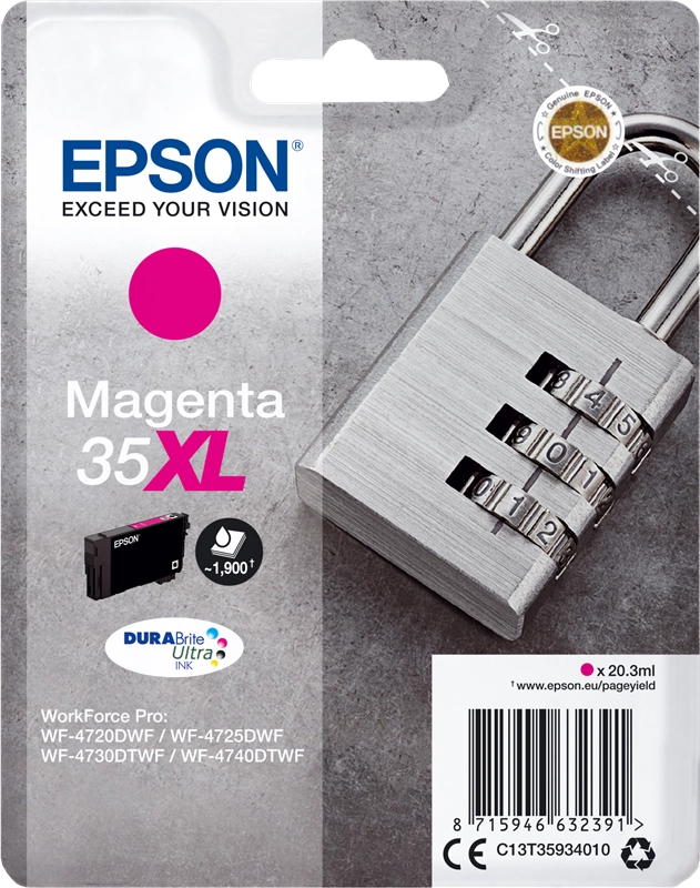 Epson Padlock Singlepack Magenta 35XL DURABrite Ultra Ink