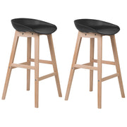Set di 2 sgabelli da bar in legno chiaro e plastica nera da 85 cm con sedile da bancone