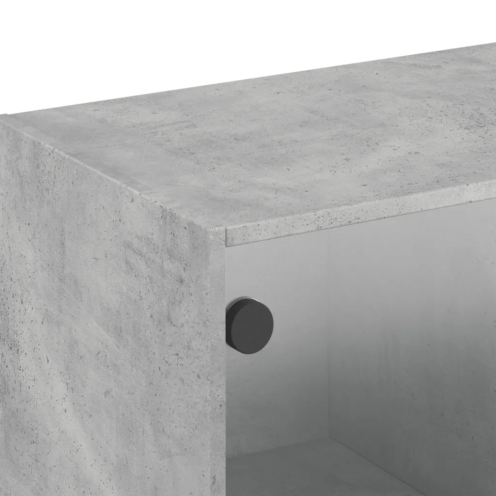 Armadietto a Muro | Mobile a Muro con Ante in Vetro Grigio Cemento 102x37x35 cm