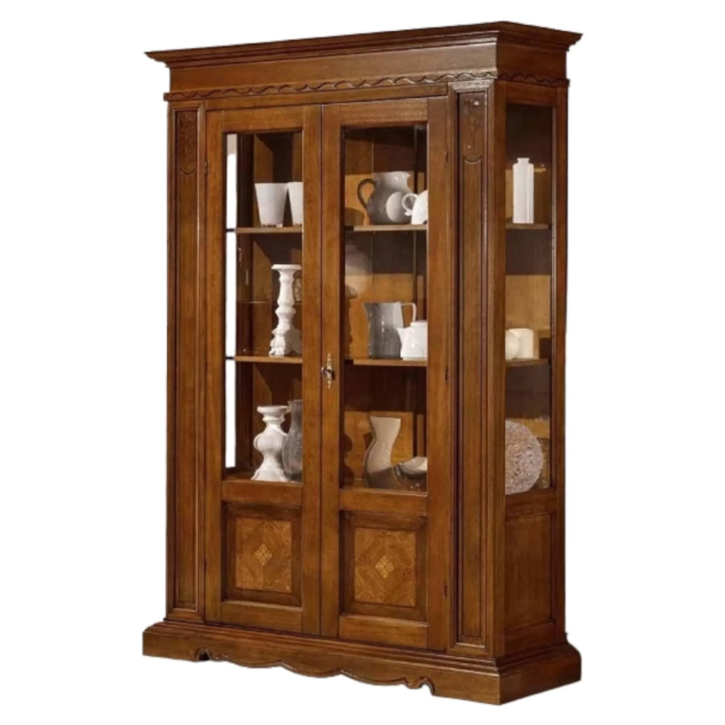 Vetrina in legno 2 porte arte povera bassano l.146 p.49 x h.213 - Mobili 2G