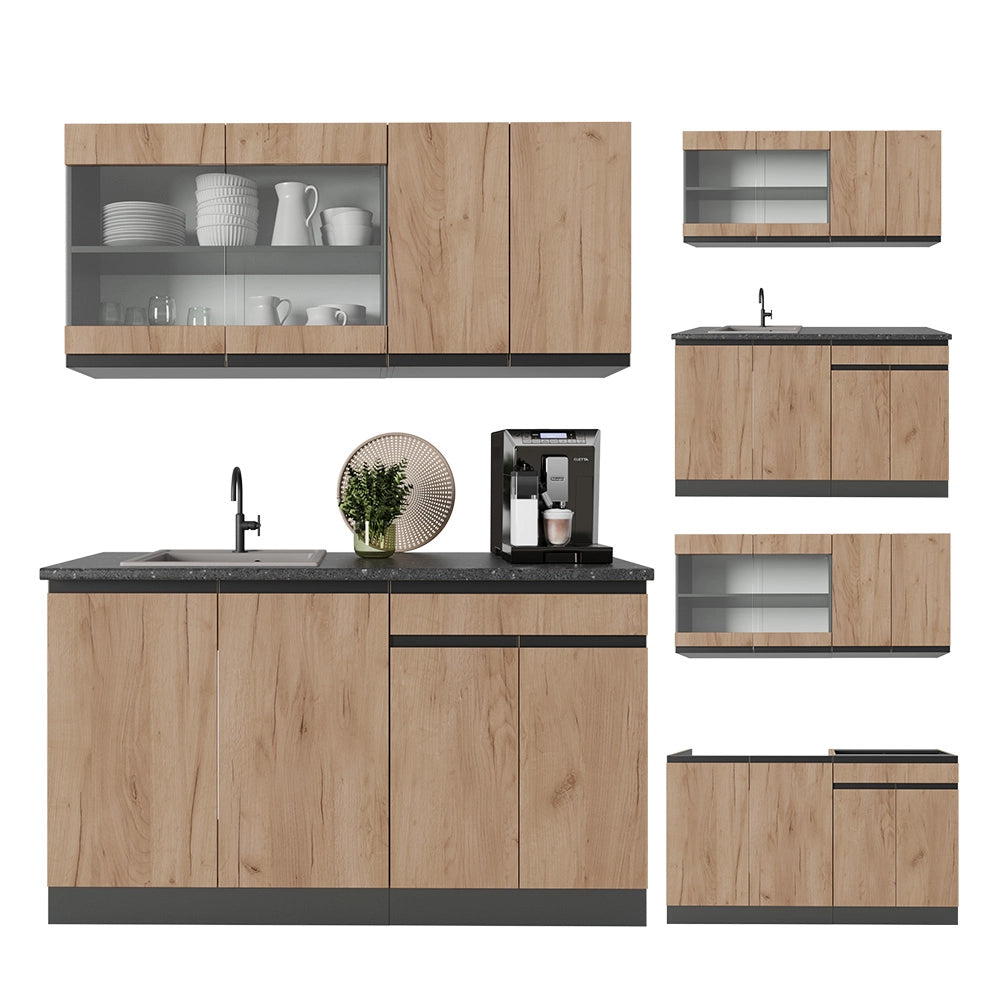Vicco Cucina monoblocco Quercia dorata/antracite 140 cm , PL Antracite