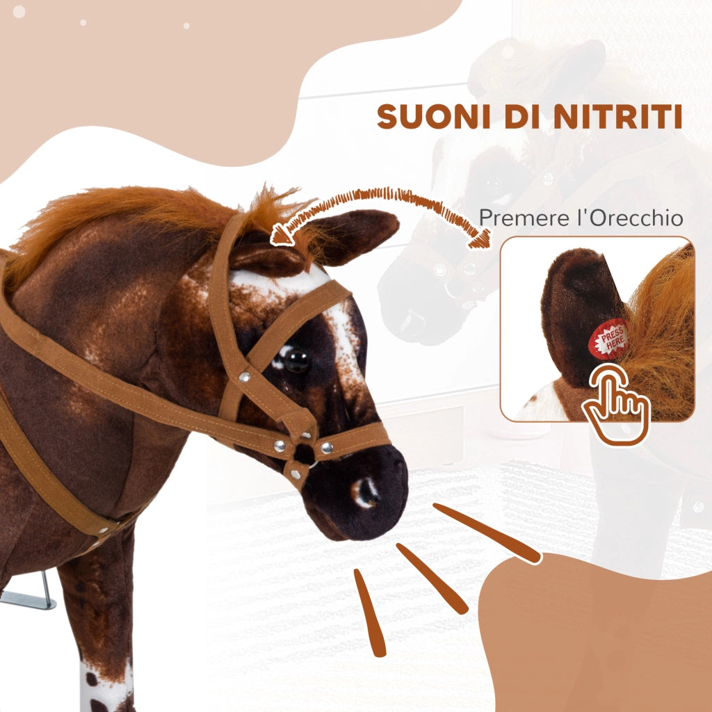 Cavallo a Dondolo per Bambini con Sella ¨C zephmum ¨C Marrone 85x28x60 cm