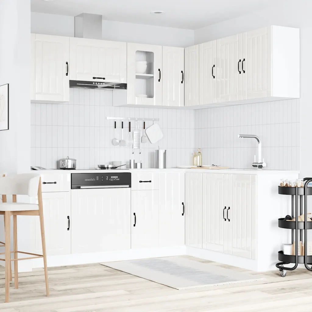 vidaXL Set Mobili da Cucina 11 pz Lucca Bianchi Lucido in Truciolato