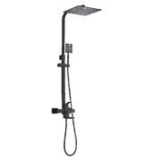 LANA | Set doccia a pioggia premium in acciaio inox nero opaco | Sistema doccia con miscelatore di design | Miscelatore doccia completo di doccetta