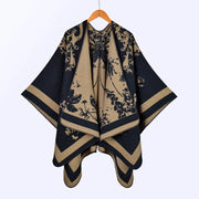 Sciarpa/stola da donna in stile vintage, ampia, jacquard, calda, con spacco.