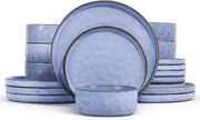 Set da tavola in ceramica da 18 pezzi - piatti, piatti piatti, piatti dessert - blu - lavabile in lavastoviglie