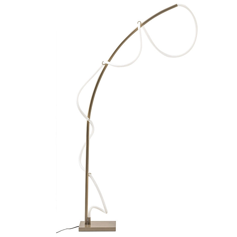 STRING Piantana LED da Terra 50W 3000K Colore Oro Satinato - Design Moderno a 360 Gradi per Interni - Lampada in Metallo e Silicone - Rossini