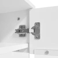 Moderno mobile TV lucido con illuminazione LED, 2 ante, 1 cassetto, vano aperto, apertura a pressione, Bianco