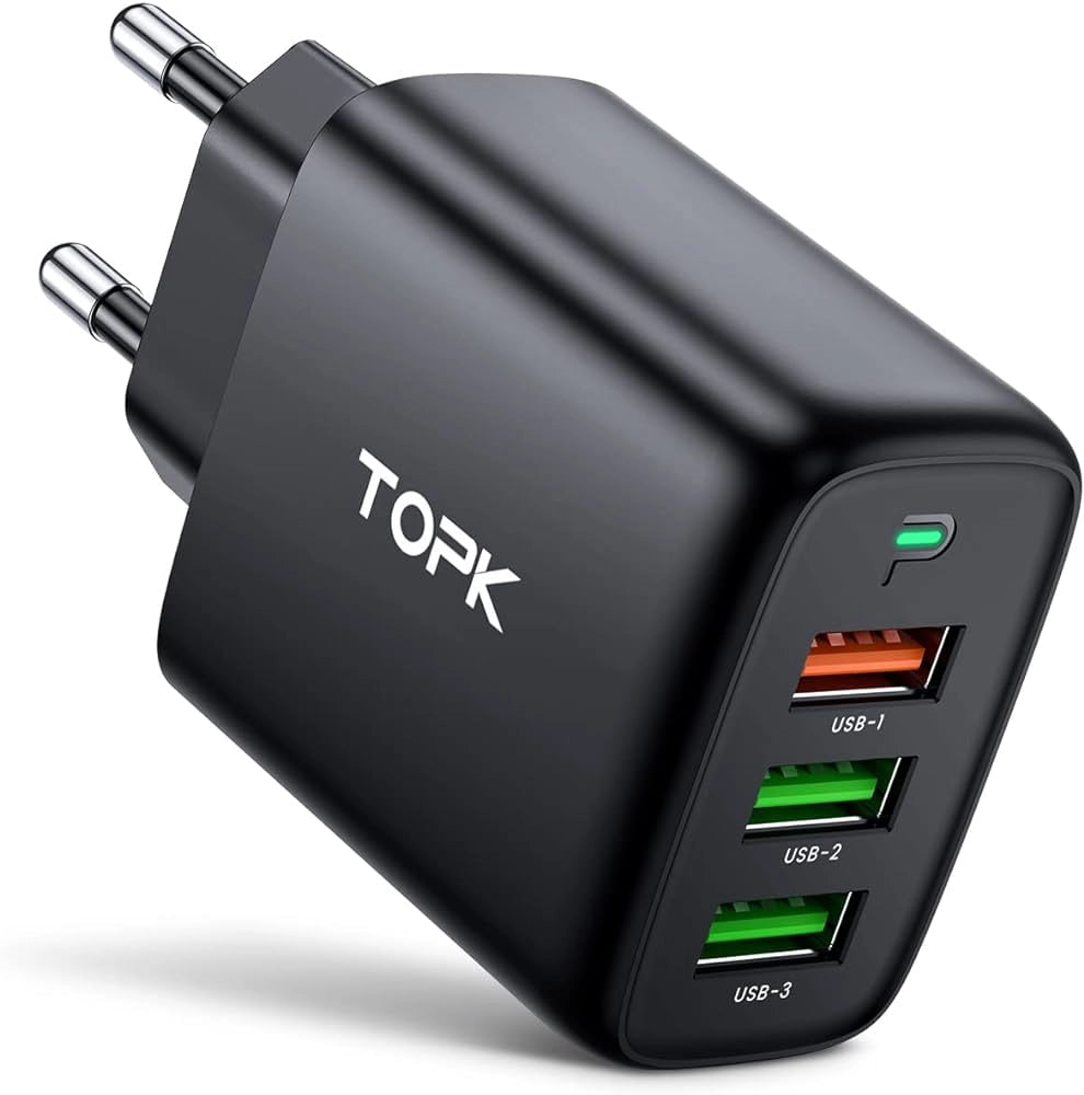CARICATORE USB RAPIDO DA PARETE 3,0A - 3 USB