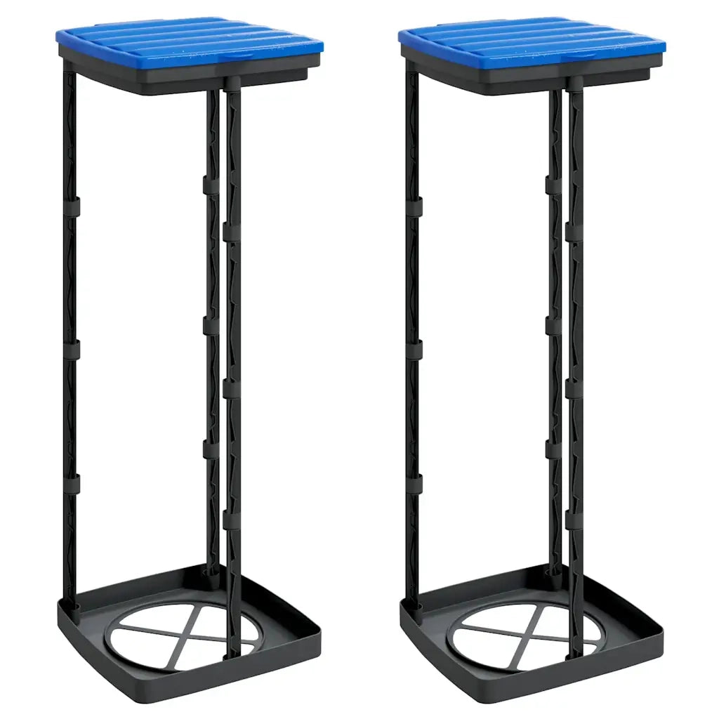 Porta Sacchi Spazzatura 2 pz Nero e Blu 120 L in PP 154980