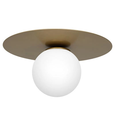 Plafoniera Flat Luminex oro Ø35 sfera vetro bianco