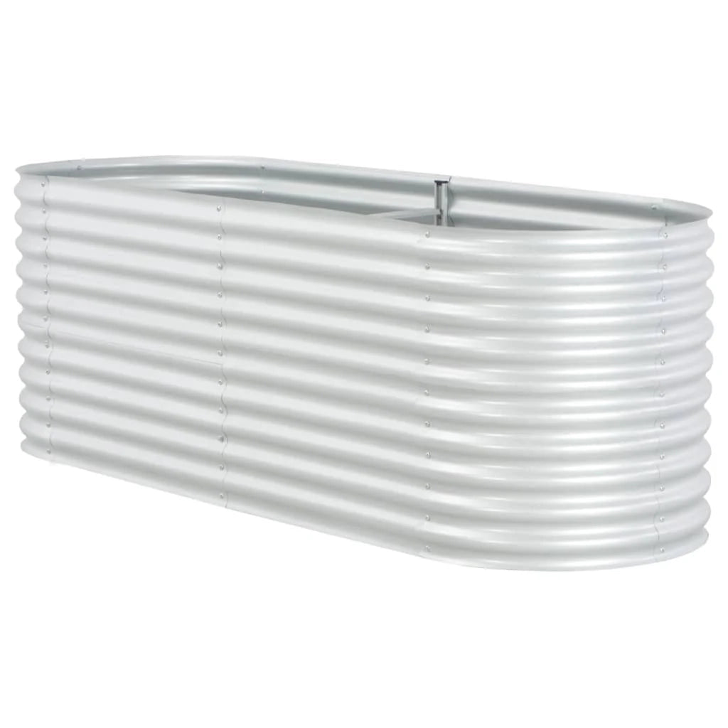 Fioriera rialzata per piante e fiori giardino 240 x 80 x 81 cm acciaio zincato argento 02_0001022