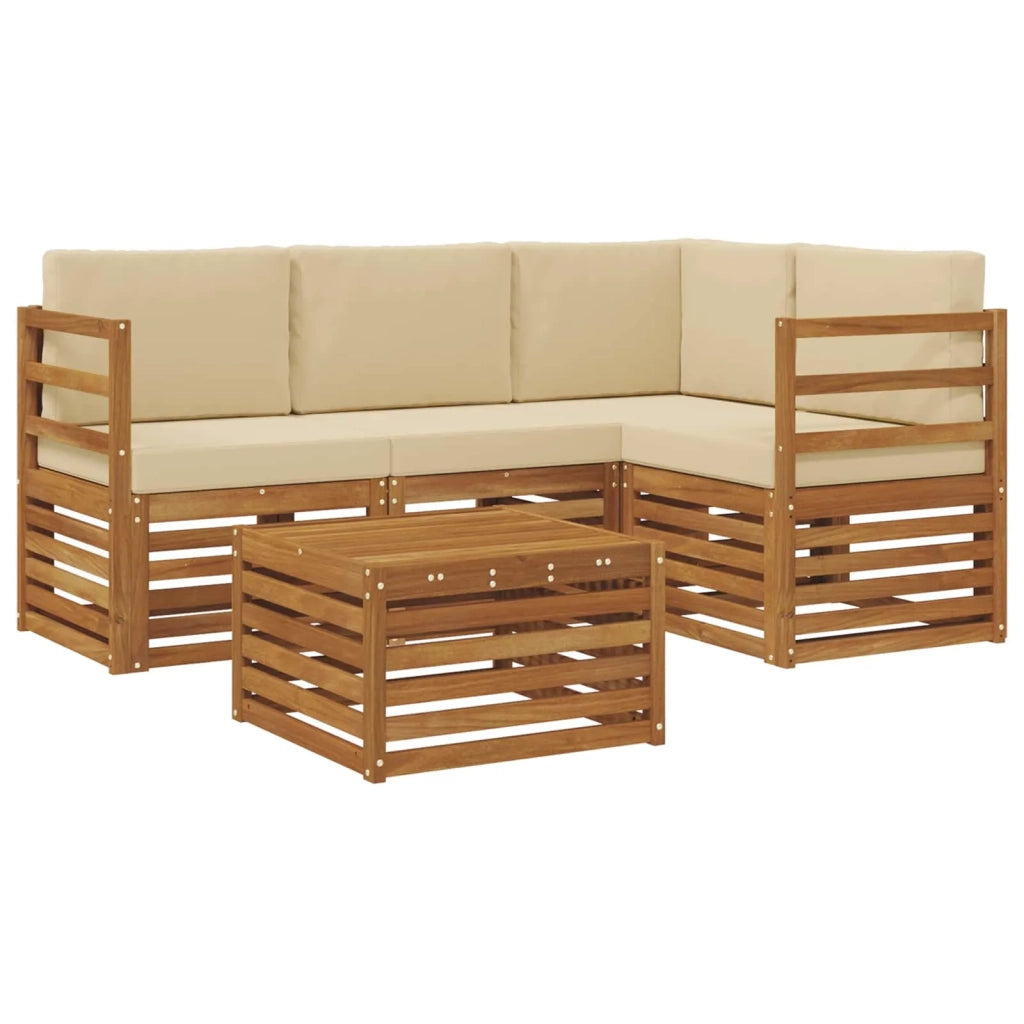 Set di divani da esterno con cuscino 5 pcs Naturale e Beige