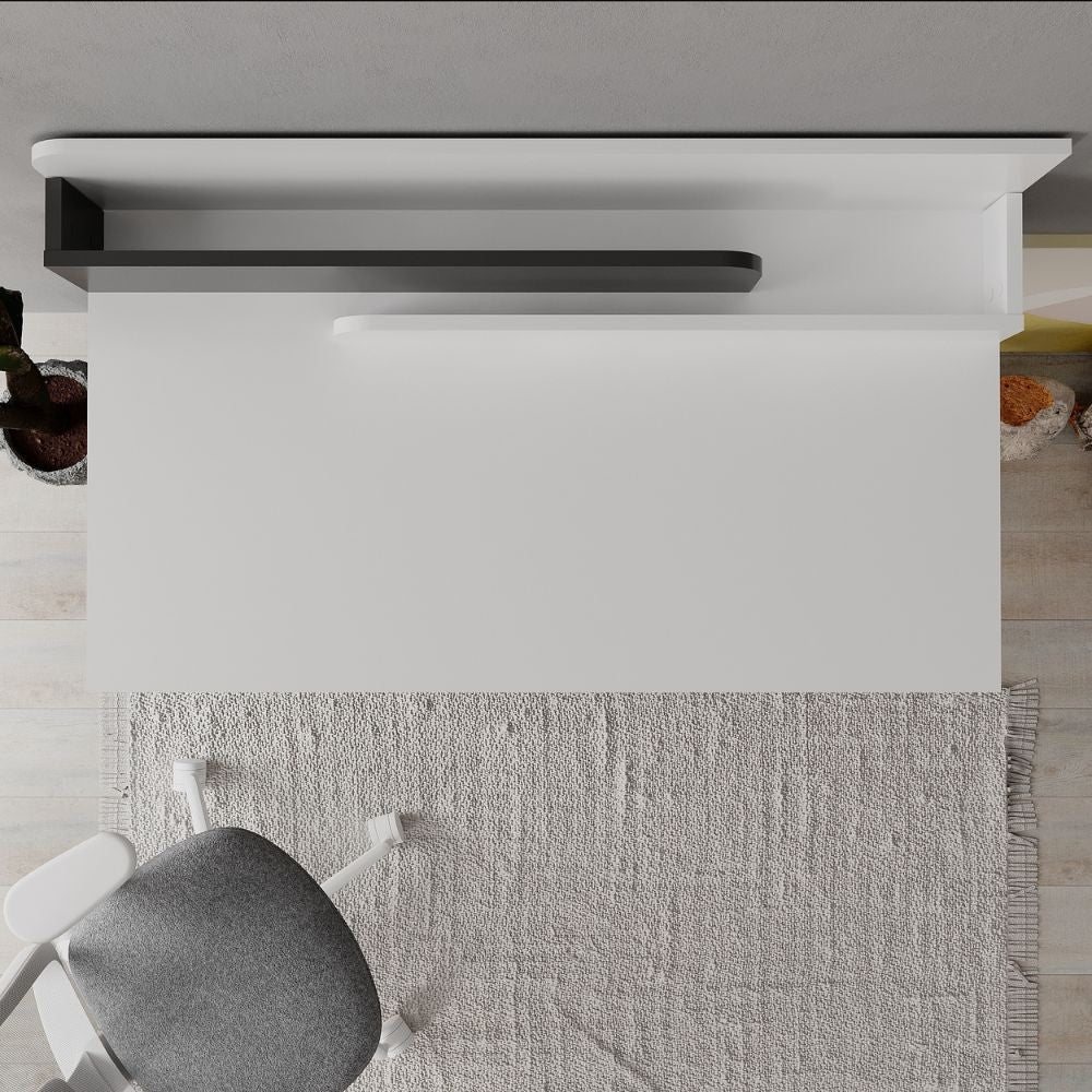 Scrivania con Cassetto 101x60x110 cm in MDF Leila Bianco e Antracite