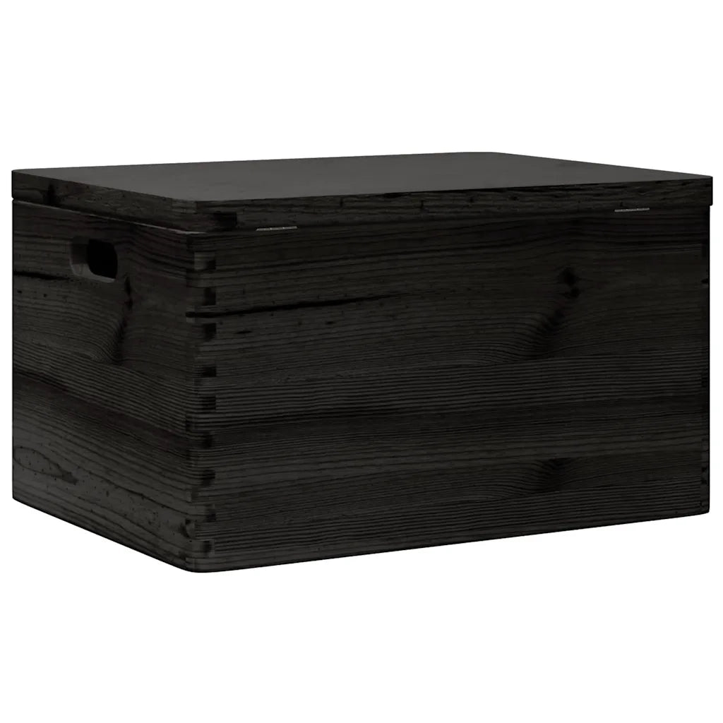 Scatola in Legno Coperchio&Manici Nera 40x30x23cm Legno di Pino 4017398