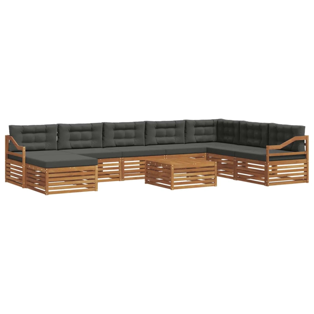 Set di divani da esterno con cuscino 9 pcs Naturale e Antracite 3373997