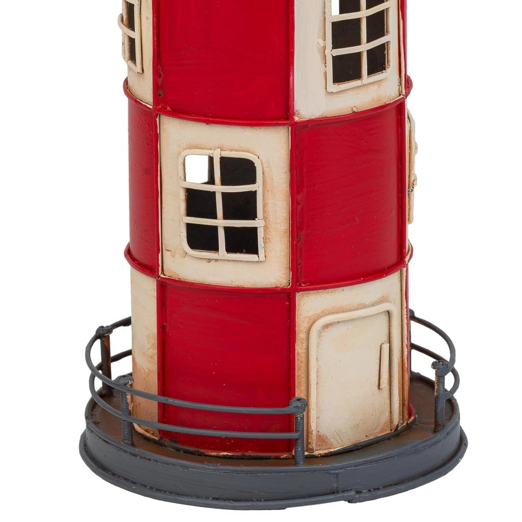 Faro salvadanaio in metallo rosso 12x12x31h