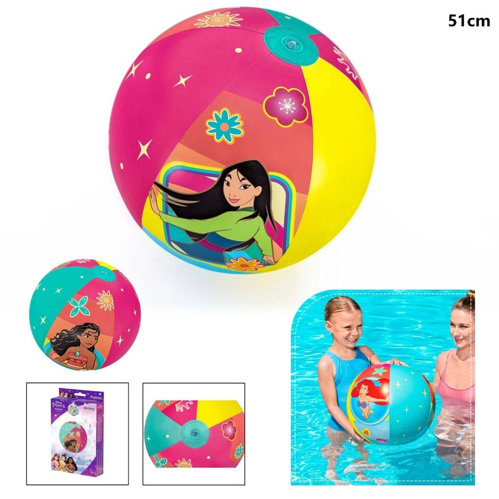 Trade Shop - Pallone Da Spiaggia Piscina Gonfiabile Tema Principesse Disney Bambine 2+anni 51cm 91042w -