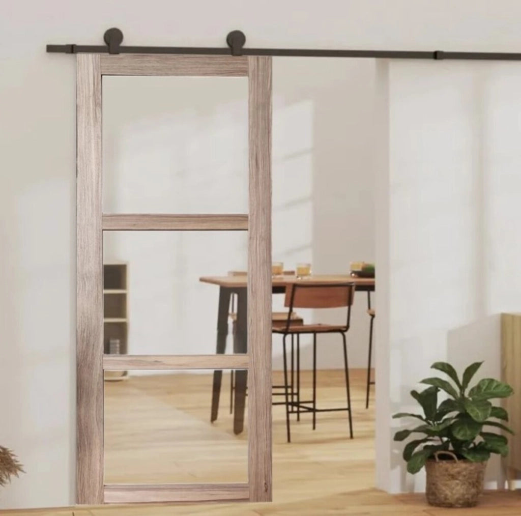 Porta Scorrevole Frake Vetro Trasparente H204 x L83 + rulliera senza maniglia