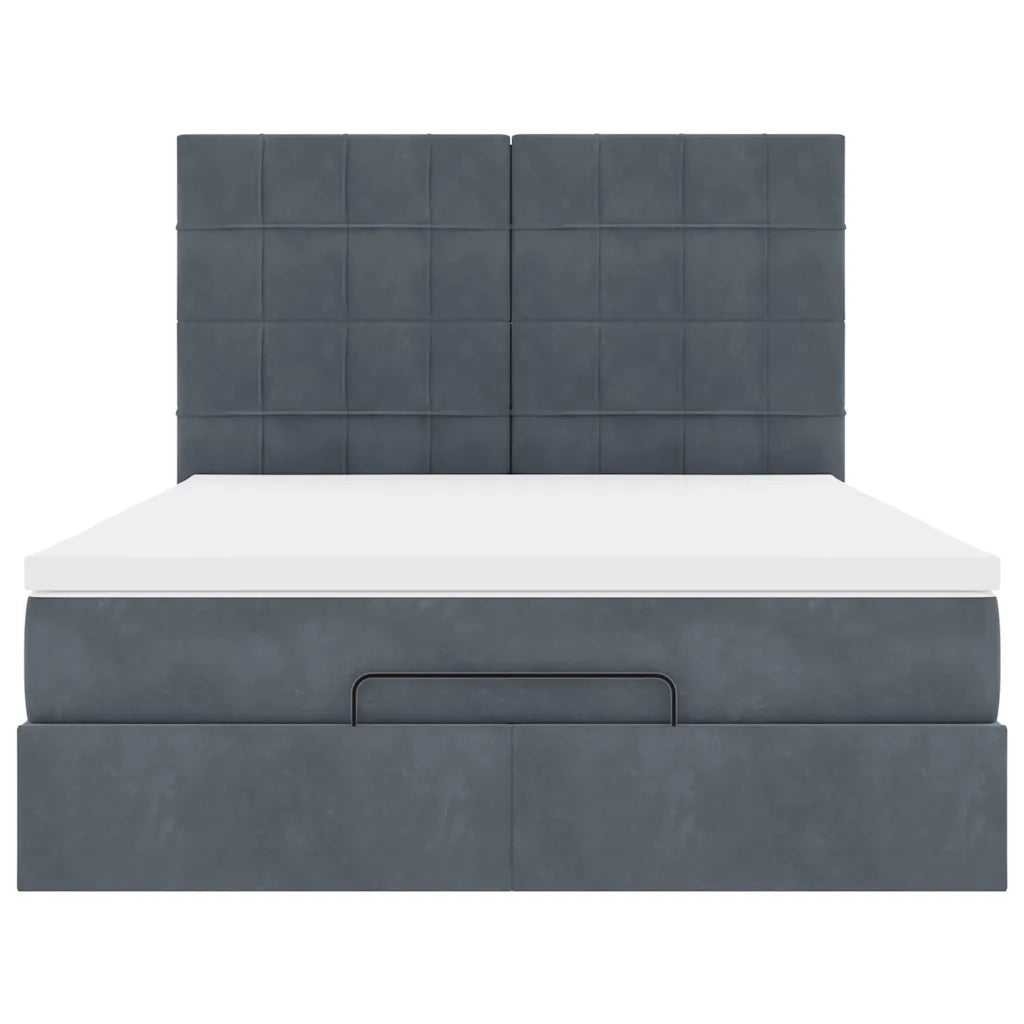 Struttura Letto Pouf con Materassi 140x200 cm in Velluto