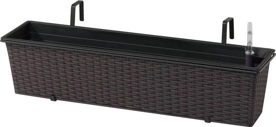 Scatola per piante per balcone - 80 x 19 x 18 cm con sistema di irrigazione - scatola per piante in moka