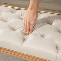 Panca Fondoletto Seduta Trapuntata a Bottoni 120x41x48 cm Crema