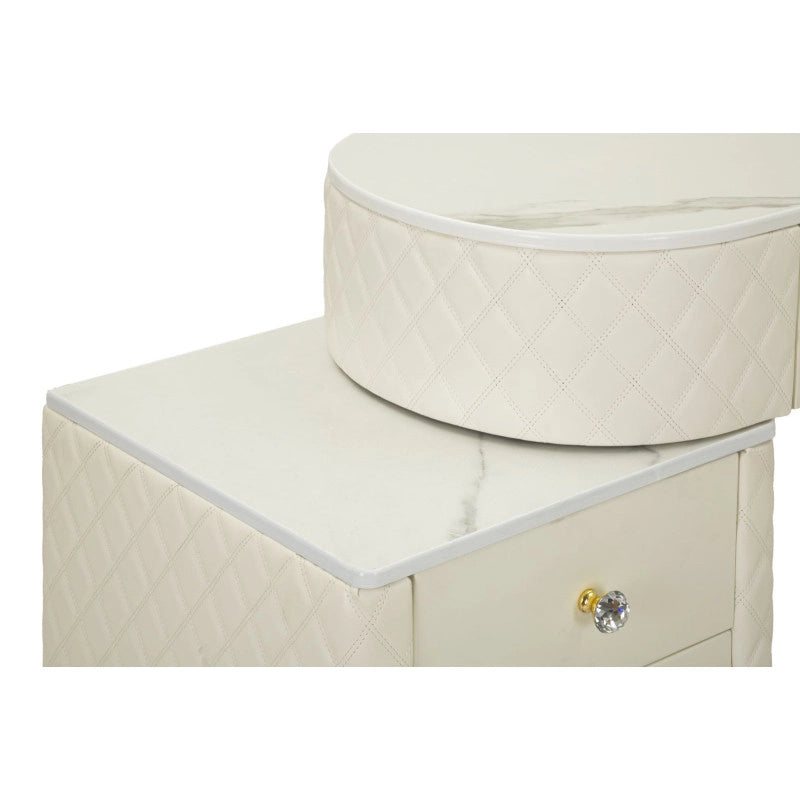 Toeletta Sharon Panna Con Puff cm 120x40x75 (misura Puff ø36x39)