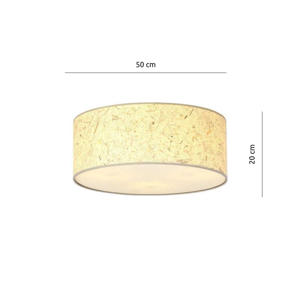 Plafoniera Minimal 3 Luci Drago In Acciaio Bianco E Beige Effetto Sughero