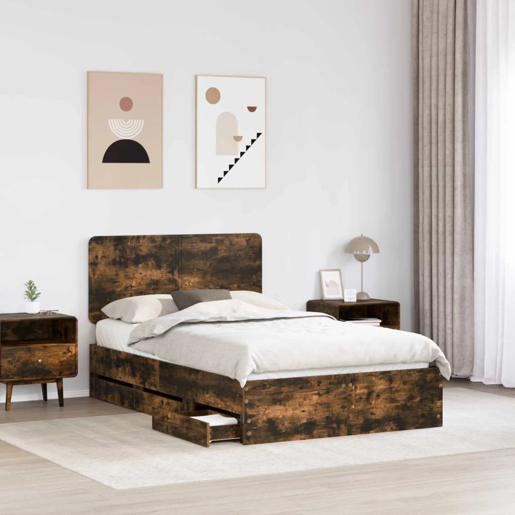 Struttura del letto con cassetto Rovere fumé 120 x 190 cm 3412620