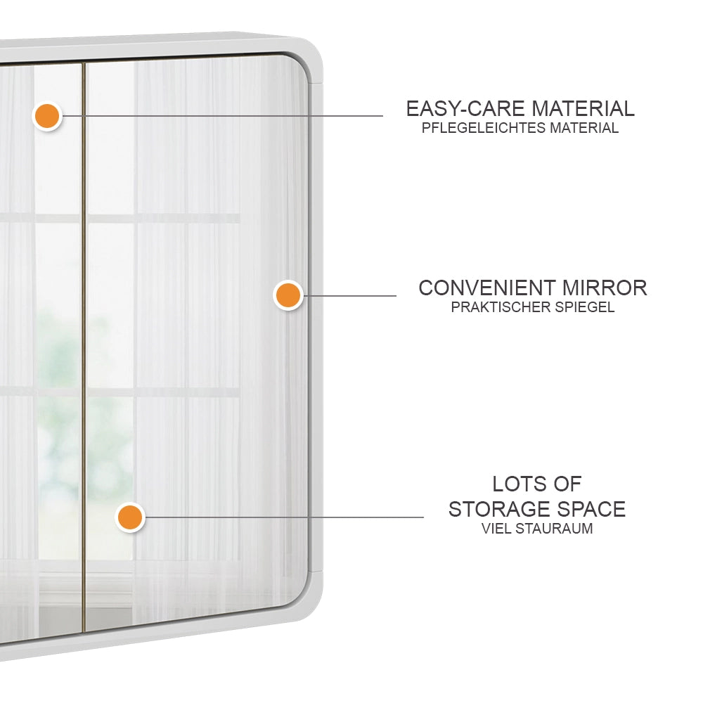 Vicco Armadio a specchio per il bagno Bianco/quercia 60 x 60 cm