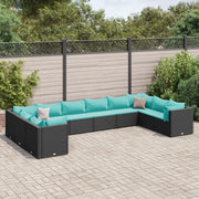 Set Salotto da Giardino 10pz con Cuscini in Polyrattan Nero 3308284
