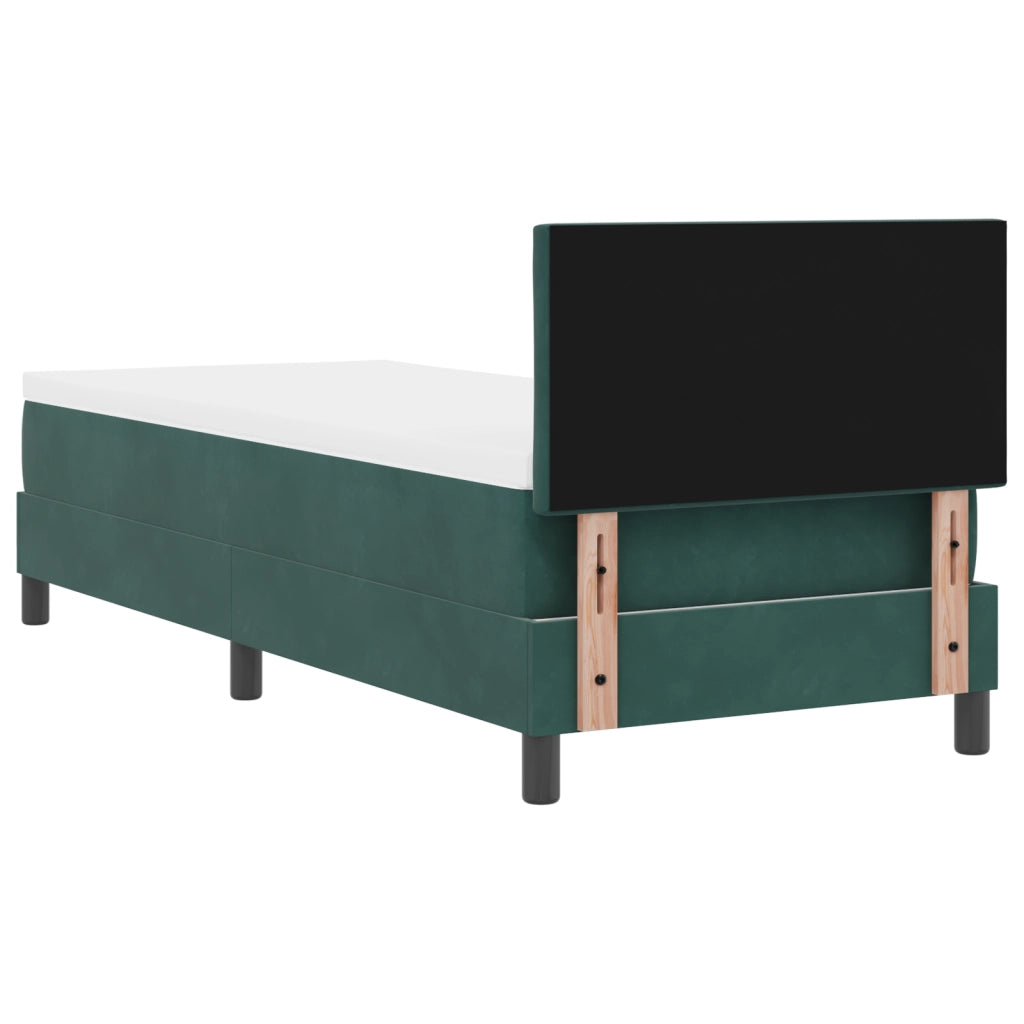 Letto Box Spring con Materasso e LED Verde Scuro 80x200 cm Velluto