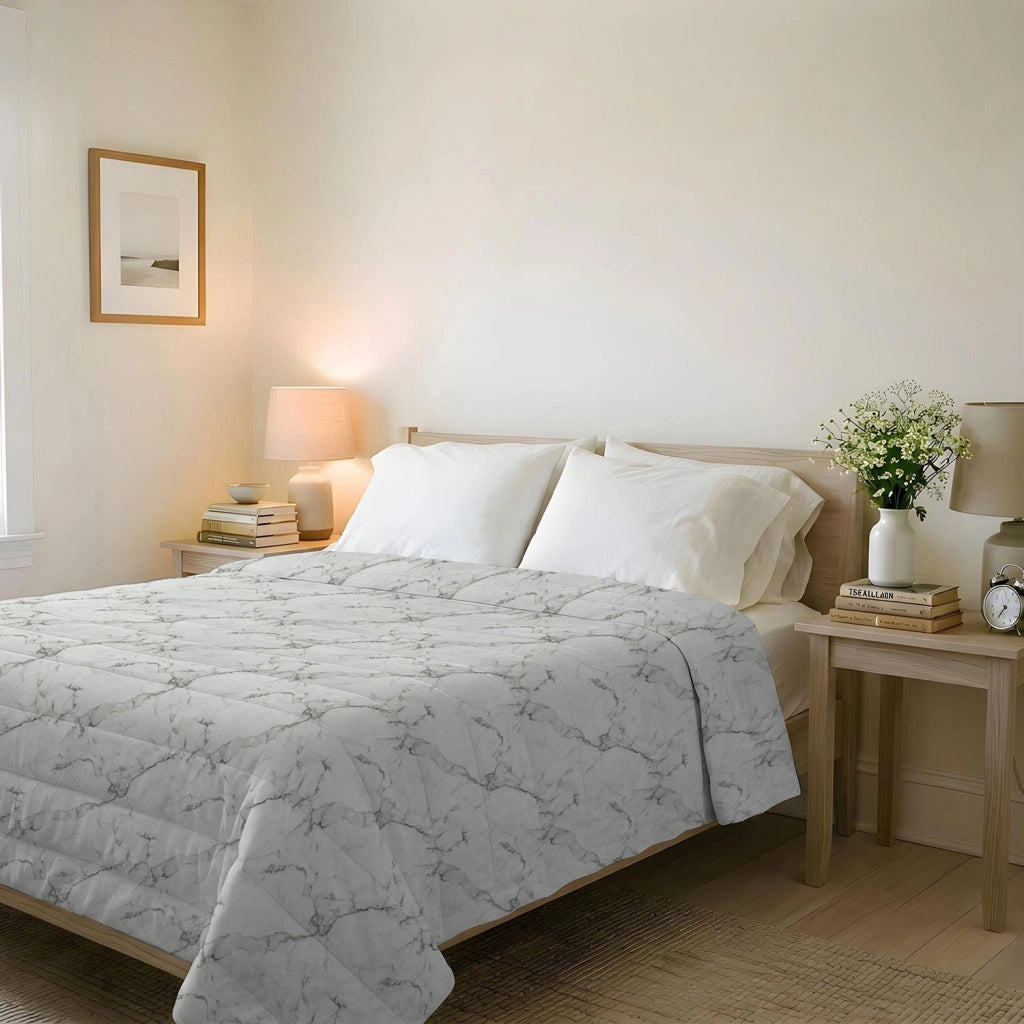 Trapuntino Double Face Singolo 100gr con Stampa in Microfibra Marble