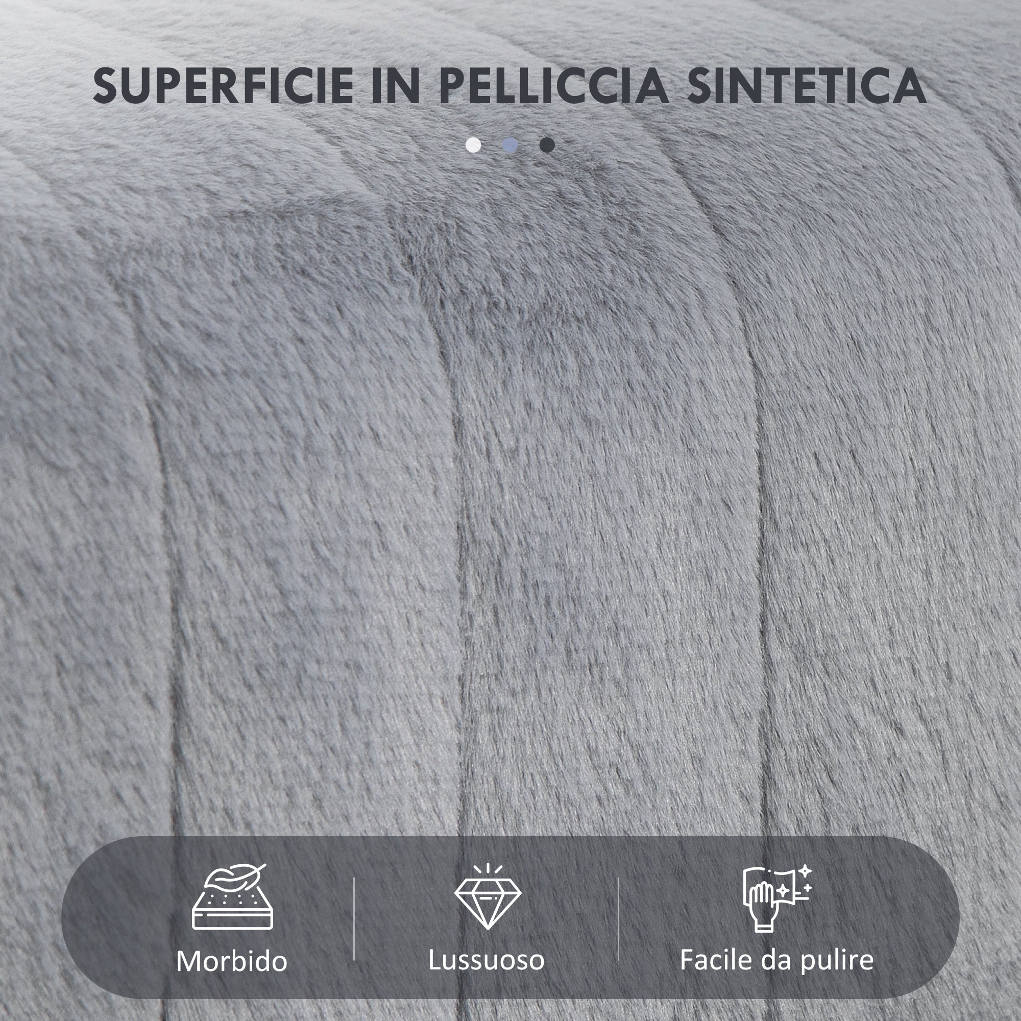 Panca Fondo Letto Imbottita 82x30x47 cm Pelliccia Sintetica Grigia