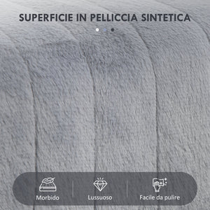Panca Fondo Letto Imbottita 82x30x47 cm Pelliccia Sintetica Grigia