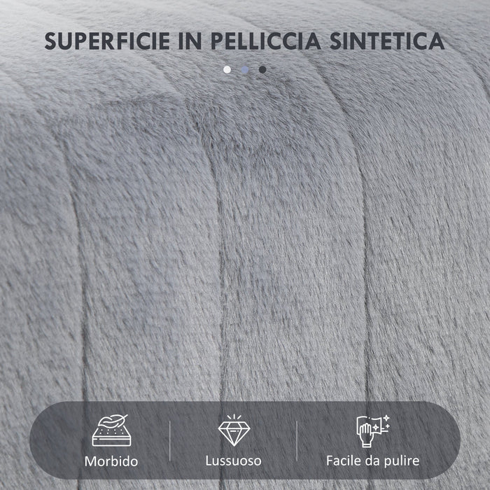 Panca Fondo Letto Imbottita 82x30x47 cm Pelliccia Sintetica Grigia