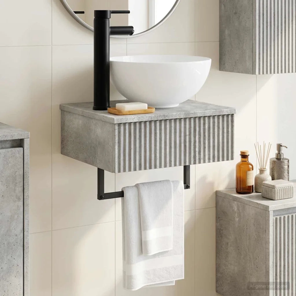 Lavabo da Parete Grigio Cemento 40 x 35 x 39 cm