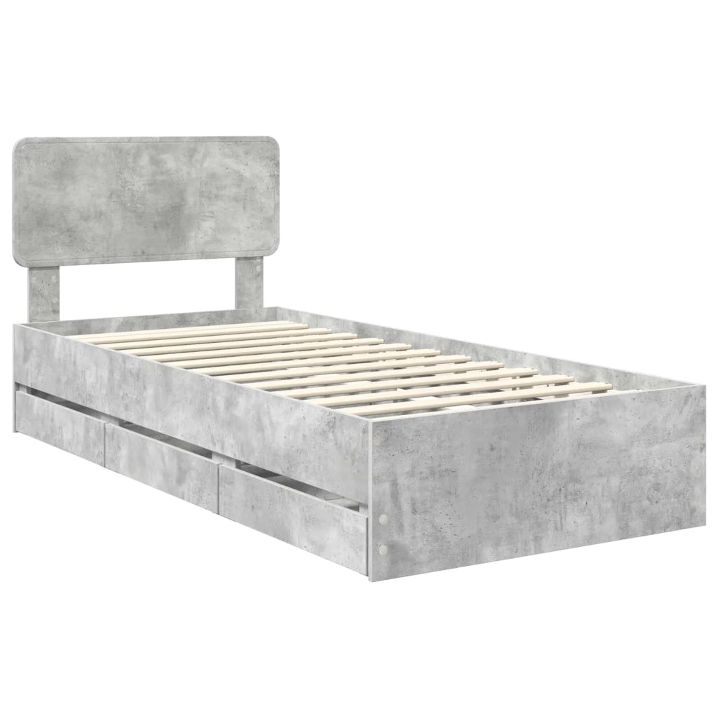 Struttura del letto con cassetto Grigio Cemento 75 x 190 cm