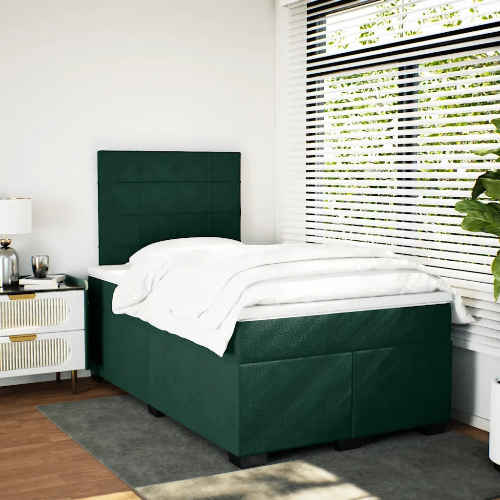 Giroletto a Molle con Materasso Verde Scuro 120x200 cm Velluto