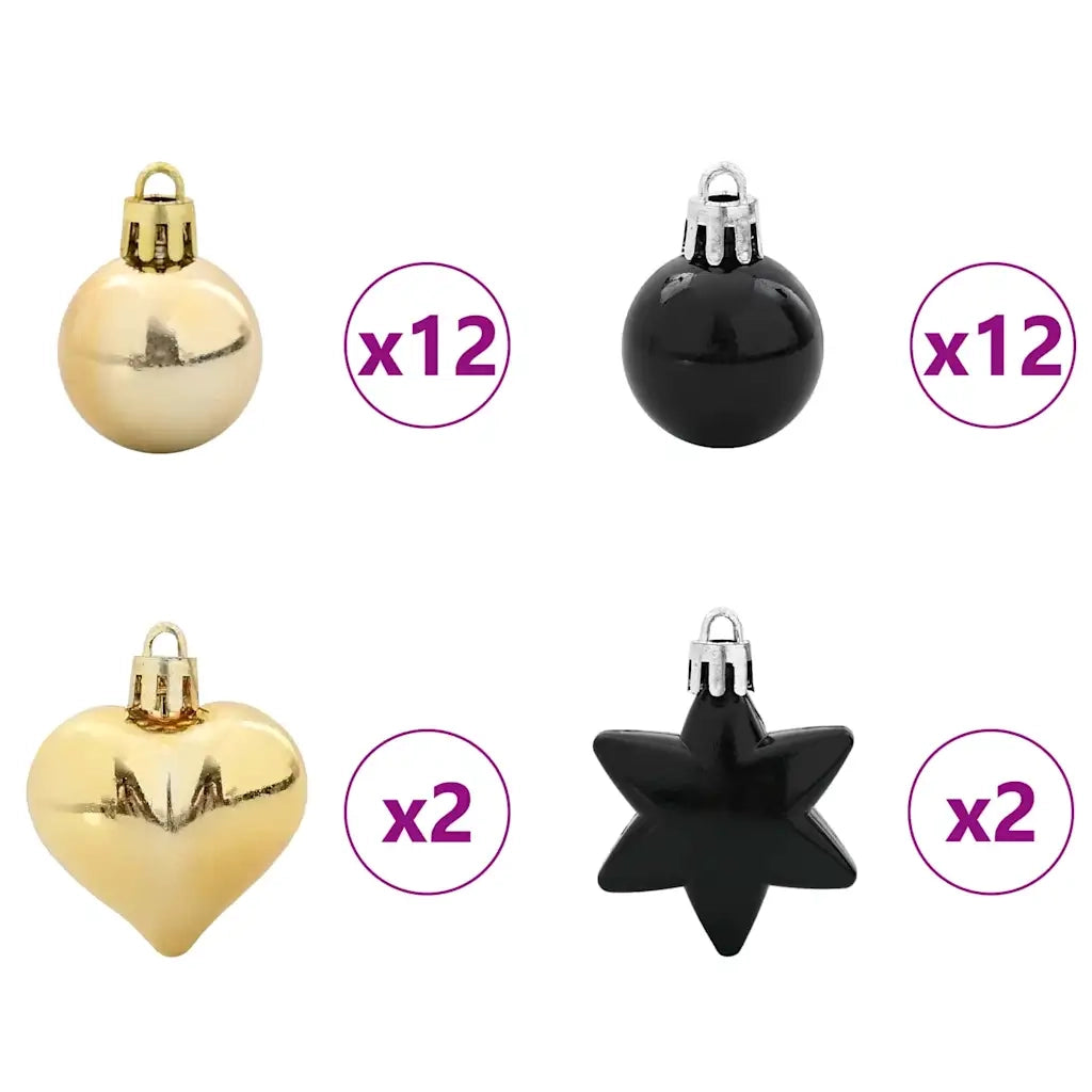 Set di Palle di Natale 40 pz Nero e Oro Plastica CFW2627657