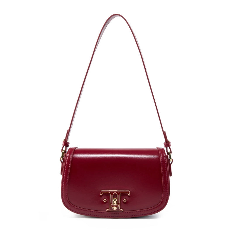 Borsa a tracolla da donna in vera pelle, colore rosso