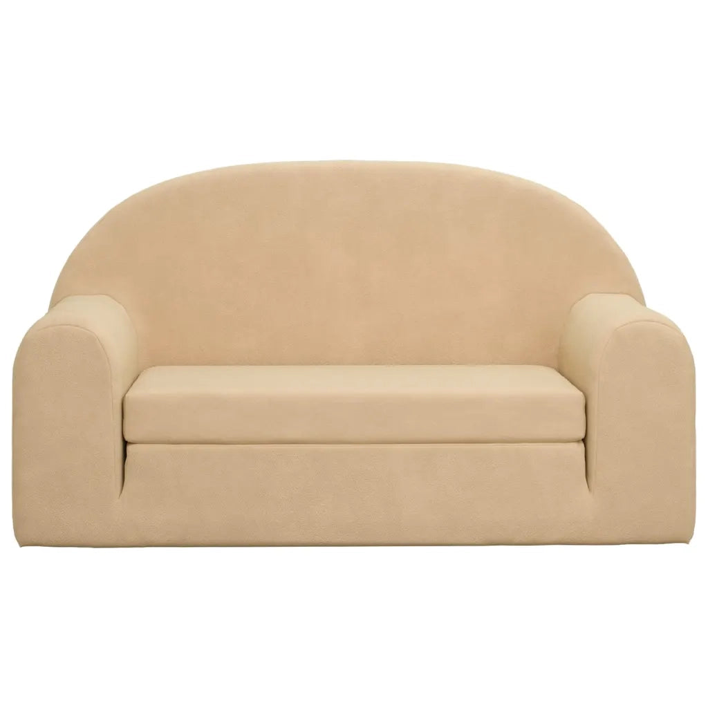 Divano per Bambini a 2 Posti Crema in Morbido Peluche cod mxl 65524