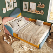 Letto imbottito per bambini 140x200 cm con sponde laterali rialzate