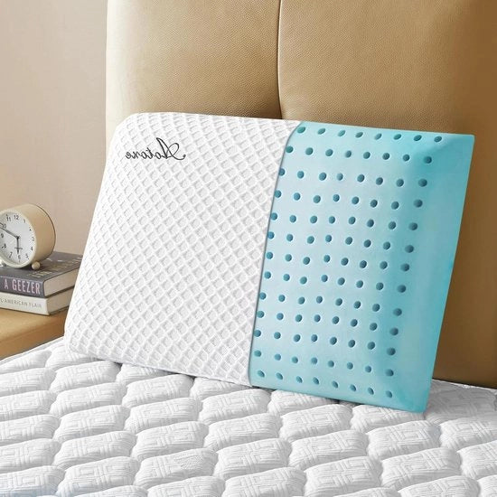 Traagschuimkussen ortopedico e ergonomico certificato Oeko-Tex Certipur-Us doppia certificazione - 60 x 40 x 8 cm - piastra rinfrescante