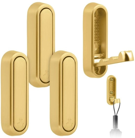 Set di 4 chiodi per appendiabito da parete, appendiabiti spaziali, con chiusura a molla, armadio da parete, lista di chiodi, appendiabiti, chiodi a vite, lista di chiodi, chiodi per giacche, sciarpe (oro)
