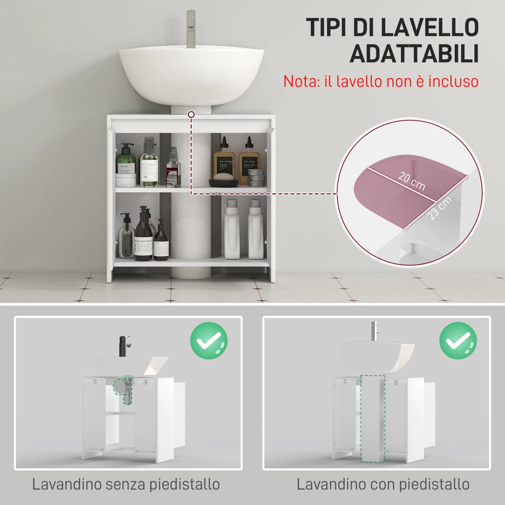 Mobile Sottolavabo Bagno con 2 Ante ¨C Zephmum ¨C Bianco 60x30x60cm