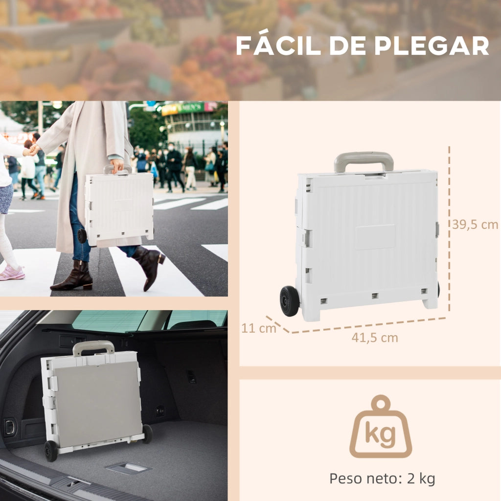 Carrello Spesa 2 Ruote ¨C Xylo ¨C Manico Regolabile 32L 41,5x32,5x85cm Bianco